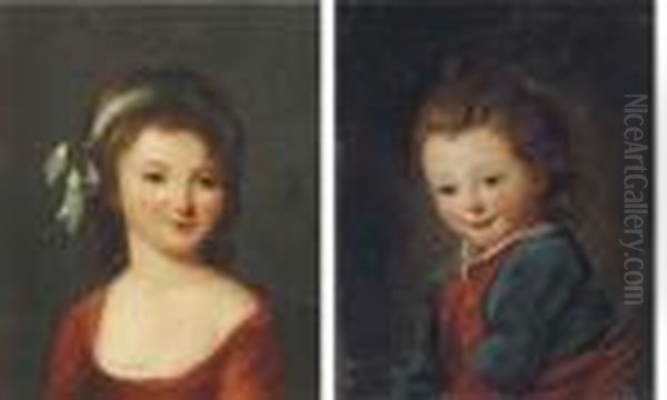 Portraits Of Young Girls Oil Painting by Johann Friedrich A. Tischbein