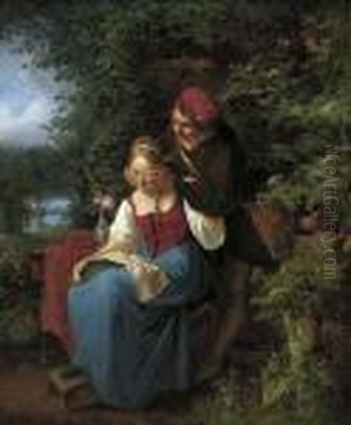 The Mystery Suitor Oil Painting by Johann Friedrich A. Tischbein