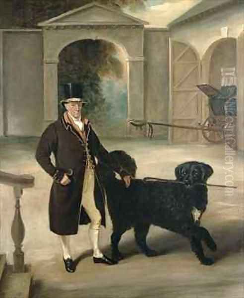 Coachman with Newfoundland dog Oil Painting by John Snr Ferneley