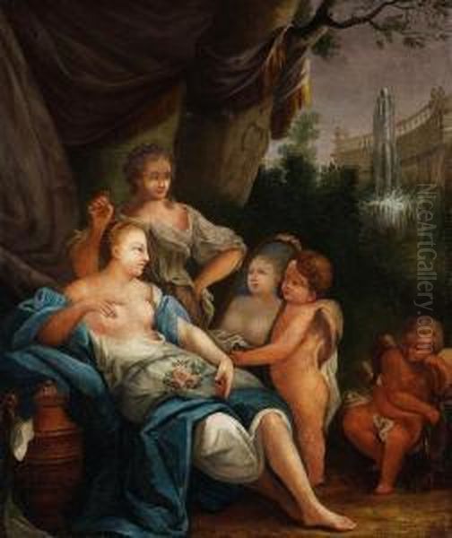 Umkreis - Venus Und Amor Oil Painting by Johann Heinrich Ii Tischbein