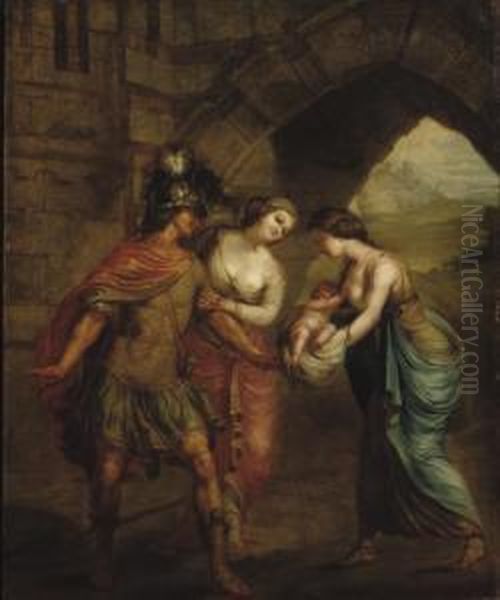 Hector And Andromache Oil Painting by Johann Heinrich Ii Tischbein