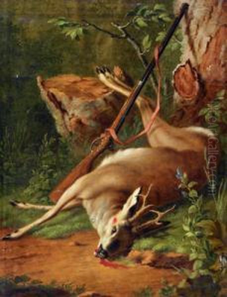 Capriolo Abbattuto Nel Bosco Oil Painting by Johann Heinrich Ii Tischbein