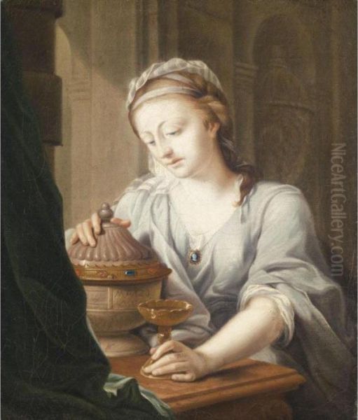 Artemisia Of Caria With The Ashes Of Her Husband, Prince Mausolus Oil Painting by Johann Heinrich Ii Tischbein