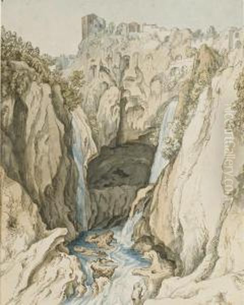 Vue Des Cascades De Tivoli Oil Painting by Johann Heinrich Wilhelm Tischbein I