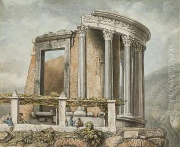 The Temple Of The Sibyl At Tivoli Oil Painting by Johann Heinrich Wilhelm Tischbein I