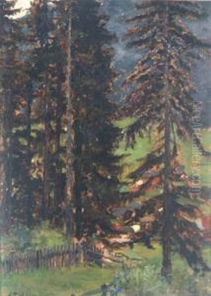 Waldlandschaft Oil Painting by Victor Tischler