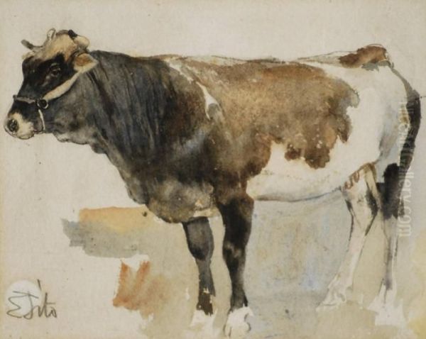 Mucca Oil Painting by Ettore Tito