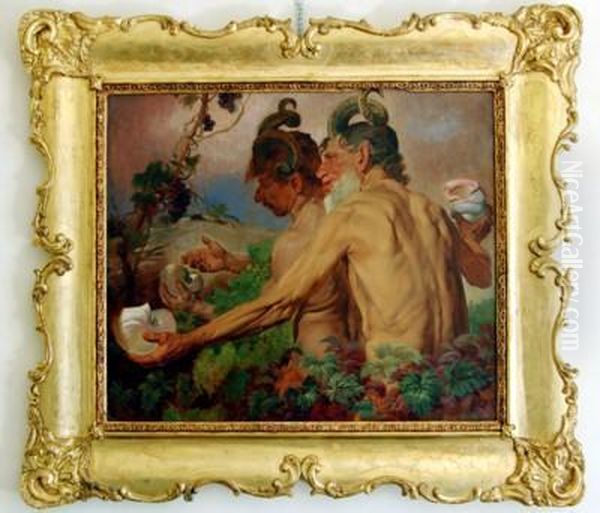 Fauni Con In Mano Delle Conchiglie Oil Painting by Ettore Tito