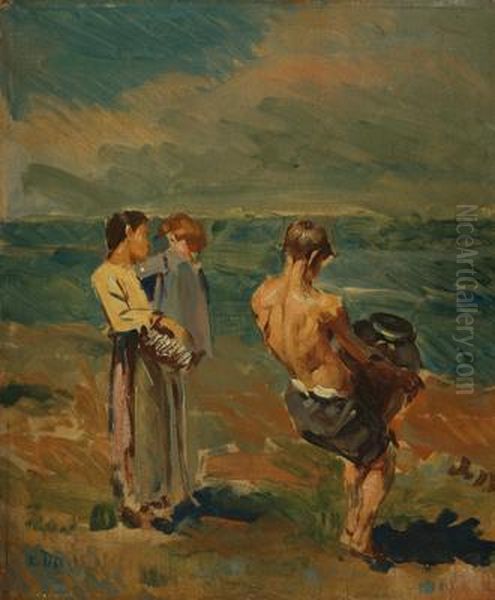 Famiglia Contadina Oil Painting by Ettore Tito