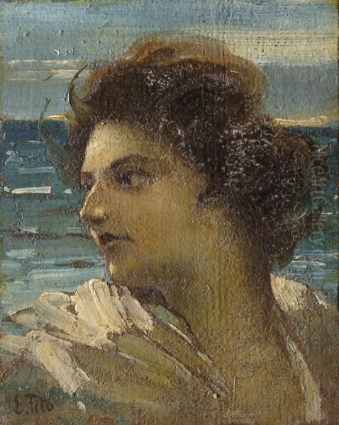 Volto Oil Painting by Ettore Tito