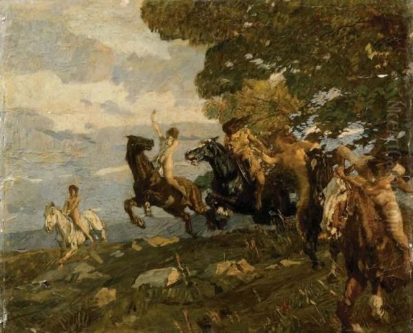 Le Amazzoni Oil Painting by Ettore Tito