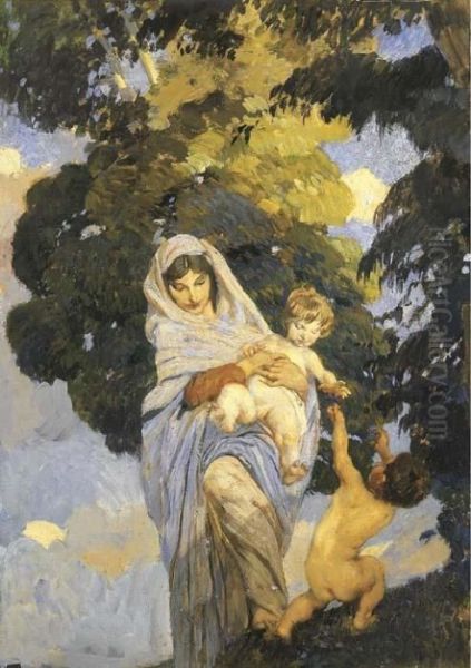 Maternita Oil Painting by Ettore Tito