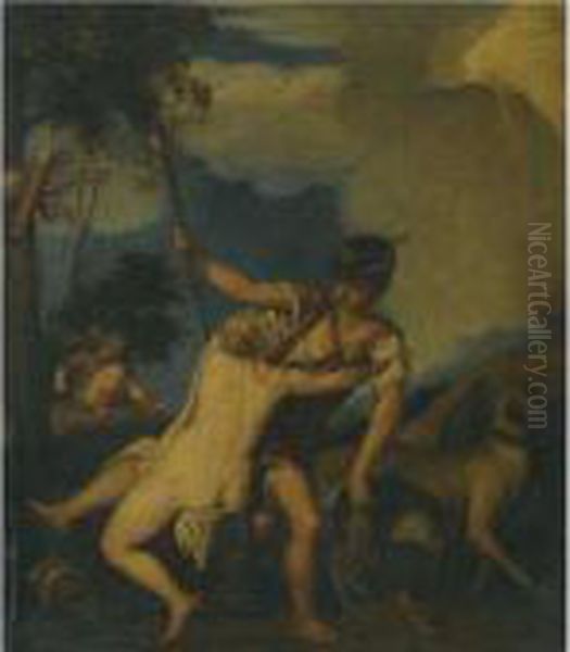 Venus And Adonis Oil Painting by Tiziano Vecellio (Titian)