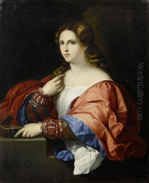 Portrait Of A Lady. Oil Painting by Tiziano Vecellio (Titian)