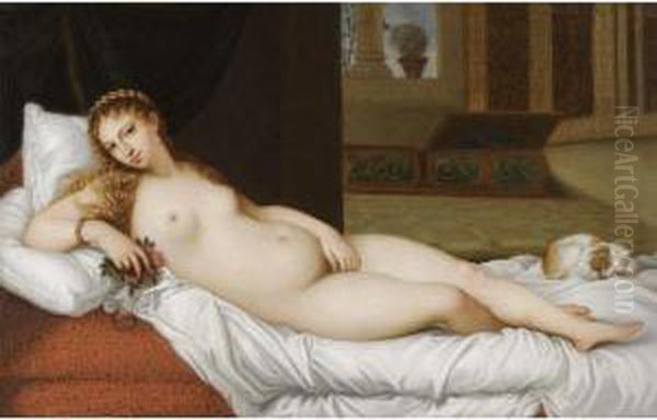 Venus Of Urbino Oil Painting by Tiziano Vecellio (Titian)