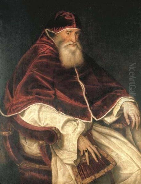 Portrait Of Pope Paul Iii Oil Painting by Tiziano Vecellio (Titian)