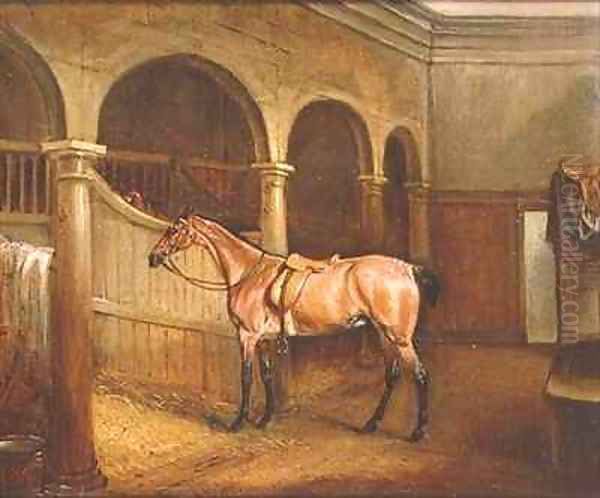 Lord Villiers Roan Hack in the Stables at Middleton Park Oil Painting by John Snr Ferneley