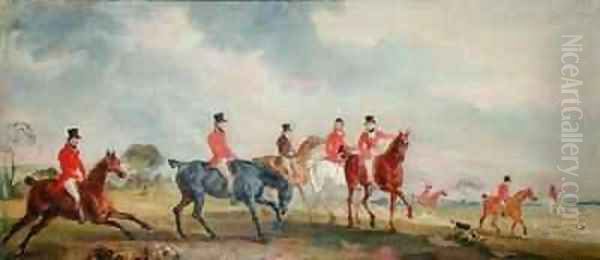 The Quorn Hunt The Artist and his Friends Moving Off Oil Painting by John Snr Ferneley