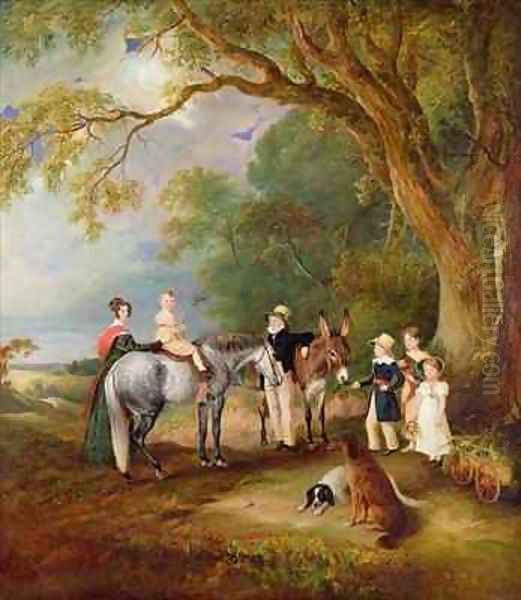 Miss Catherine Herrick with her Nieces and Nephews the Five Elder Children of the Rev and Mrs Henry Palmer Oil Painting by John Snr Ferneley