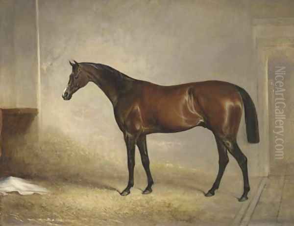 Attila, winner of the 1842 Derby, in a stall Oil Painting by John Snr Ferneley