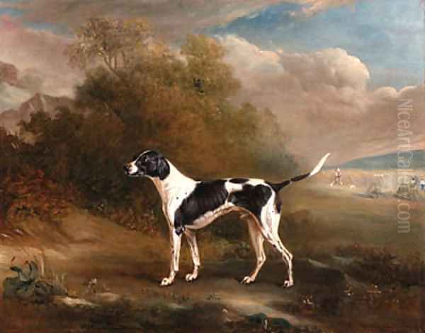 A Pointer in a Landscape Oil Painting by John Snr Ferneley