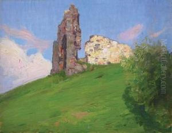 Paysage Aux Ruines Oil Painting by Michail Stepanovich Tkatchenko