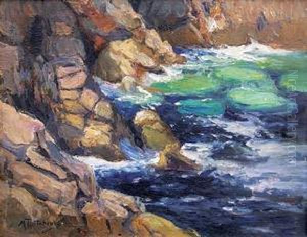 Bord De Mer Rocheux Oil Painting by Michail Stepanovich Tkatchenko