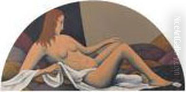 Reclining Nudes - A Pair Oil Painting by Felix Elie Tobeen