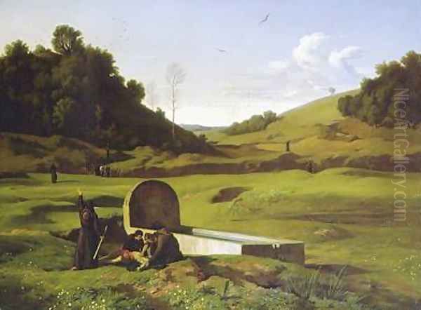 I penitenti nella campagna romana (Penitents in the Roman Countryside) Oil Painting by Jean-Paul Flandrin