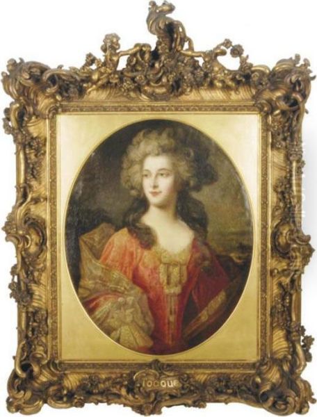 Portrait Of A Lady In A Red Dress, Said To Be The Duchess Ofcheveuse Oil Painting by Louis Tocque