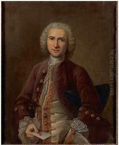 Portrait De Jeune Homme Tenant Une Lettre Oil Painting by Louis Tocque