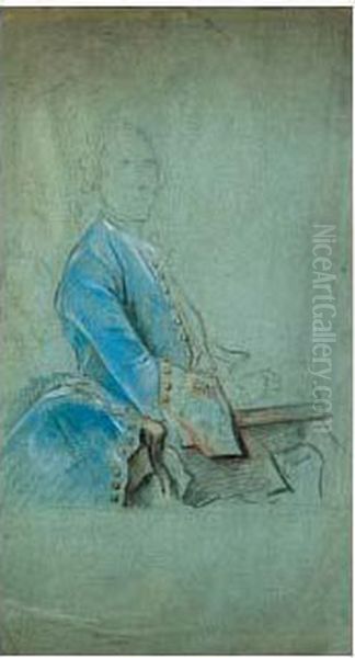 Portrait D'homme De Profil En Habit Bleu Oil Painting by Louis Tocque