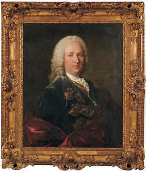 Portrait De Joachim De Pierre, Marquis De Bernis Oil Painting by Louis Tocque