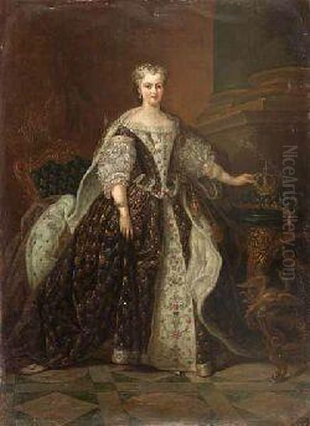 Portrait Of Queen Marie-antoinette Of France In State Robes Oil Painting by Louis Tocque