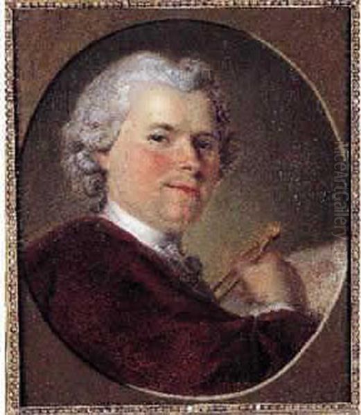 Portrait D'un Architecte Dans Un Ovale Peint Oil Painting by Louis Tocque