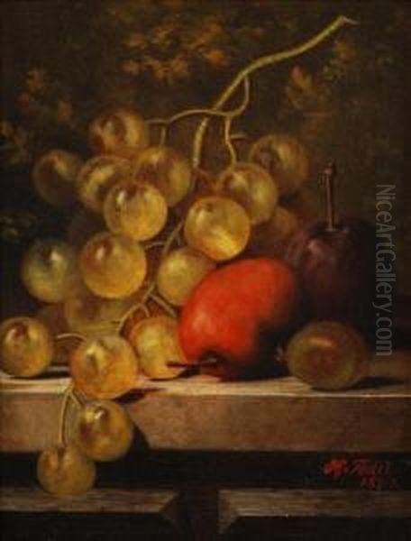 Still Life Ofplums And Grapes Oil Painting by Henry George Todd