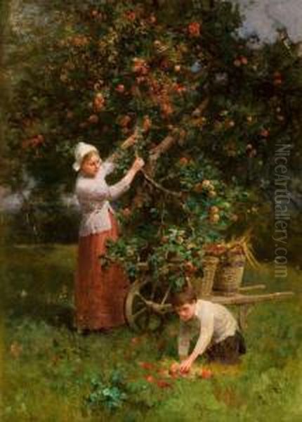 In The Orchard, Ecouen, France Oil Painting by Henry George Todd