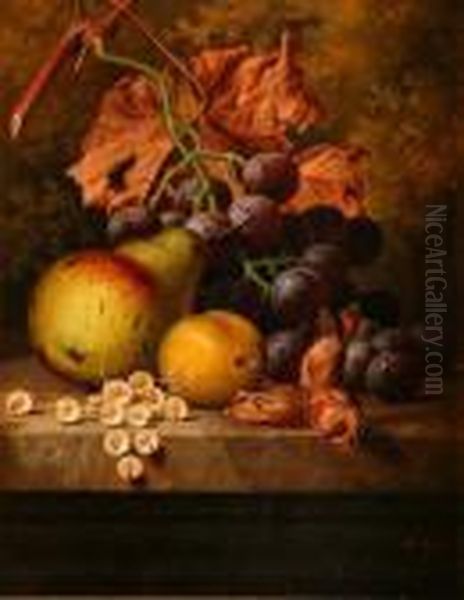 Still Life Study Of Pear, Grapes, White Currants And Other Fruit Oil Painting by Henry George Todd