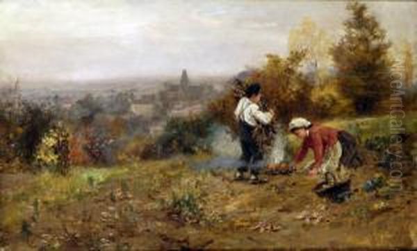 The Young Gardeners Oil Painting by Henry George Todd