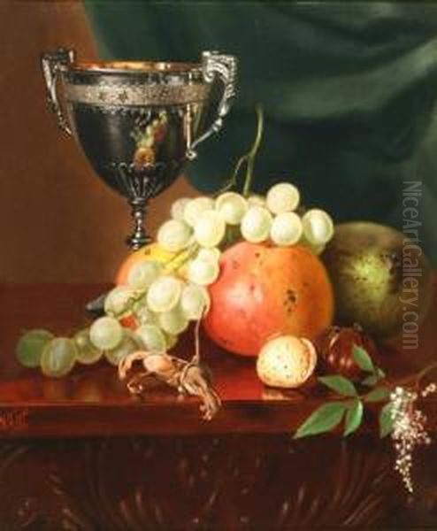 Still Life With Silver Chalice Oil Painting by Henry George Todd