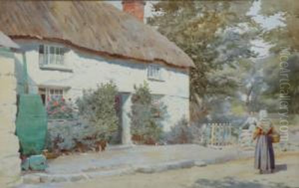 The Cottage In The Lane. Oil Painting by Ralph Todd