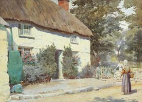 The Cottage In The Lane Oil Painting by Ralph Todd