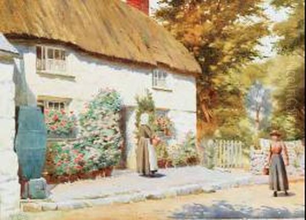 The Sunnyside-a Cornish Cottage Oil Painting by Ralph Todd