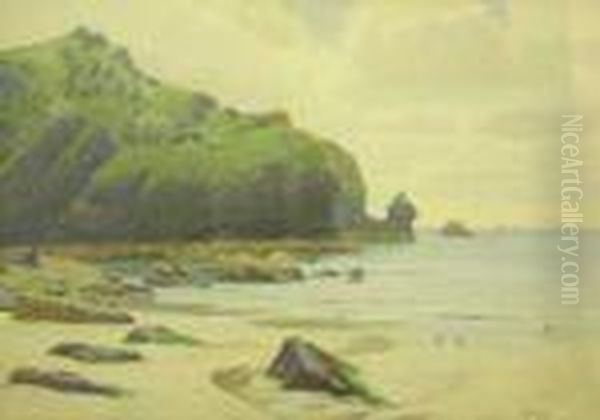 Rock-bound Cornishcoast Oil Painting by Ralph Todd