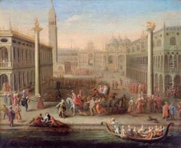 Seguace Del Xviii Secolo Carnevale A Venezia Oil Painting by Lodovico Pozzoserrato (see Toeput, Lodewijk)