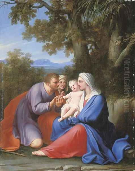 The Holy Family with Saint Anne Oil Painting by Marcantonio Franceschini