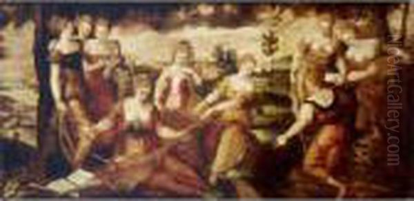 The Nine Muses Oil Painting by Lodovico Pozzoserrato (see Toeput, Lodewijk)