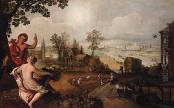 A Harvest Landscape With Ceres - An Allegory Of Agriculture Oil Painting by Lodovico Pozzoserrato (see Toeput, Lodewijk)