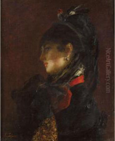 Portrait Of A Lady Oil Painting by Edoardo Tofano