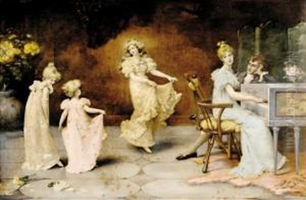 Dancing Roman Beauties Oil Painting by Virgilio Tojetti